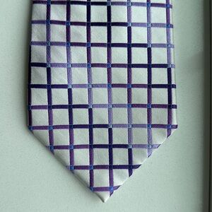 Covington 100% Silk Tie - White with Purple Checks